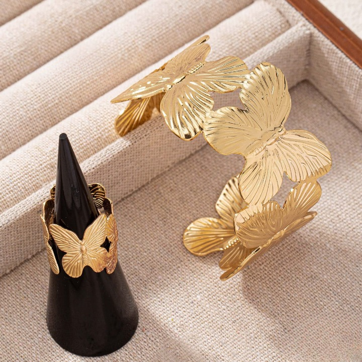 🌸Alloy Hand Cuff Ring Set💖