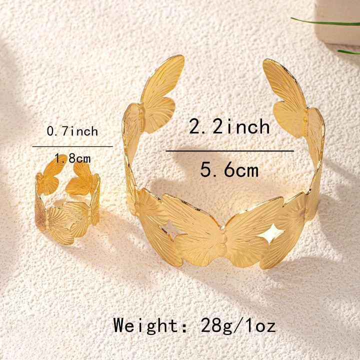 🌸Alloy Hand Cuff Ring Set💖