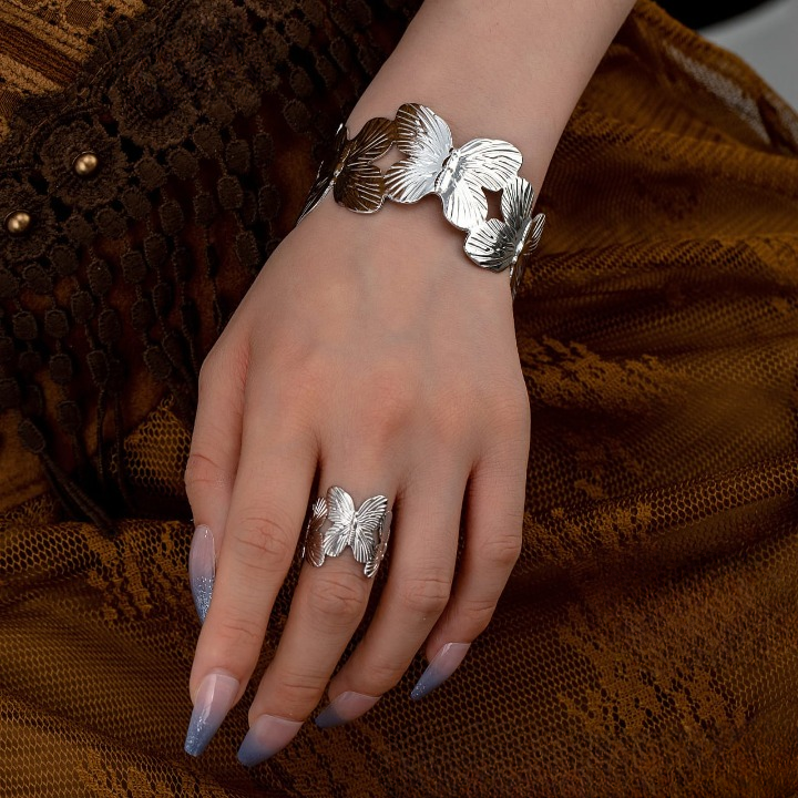 🌸Alloy Hand Cuff Ring Set💖