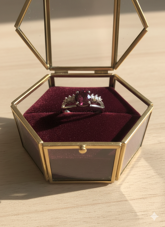 Elegant Ruby-Toned Sterling Silver Ring