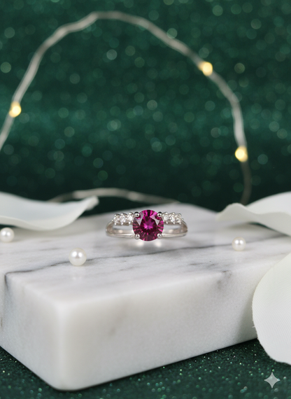 Elegant Ruby-Toned Sterling Silver Ring