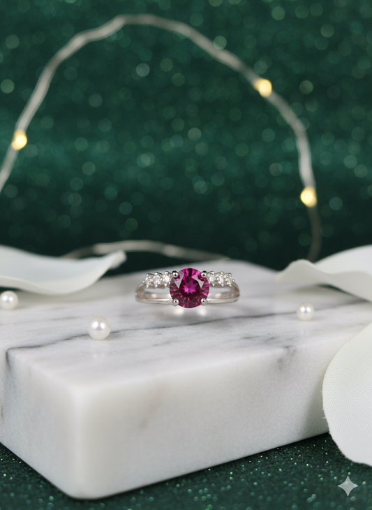 Elegant Ruby-Toned Sterling Silver Ring